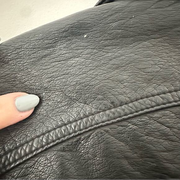 Free People Black Leather Jacket Asymmetrical Design Size 6 - Picture 8 of 11